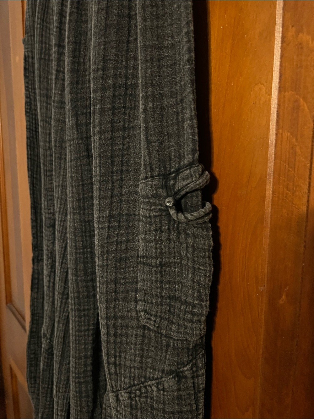 Out From Under 100% Cotton Wide Leg Cinched Gauze Pants Black Size Small - Picture 5 of 8